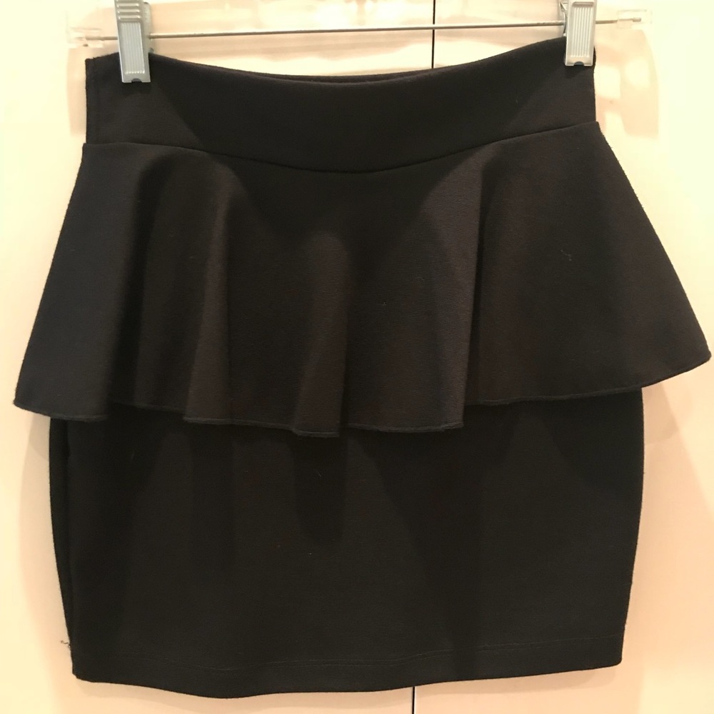 Black Peplum Mini Skirt